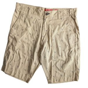 Bruno Milano Shorts Mens Sz 32 Beige Nautical Anchors Allover Print Chino